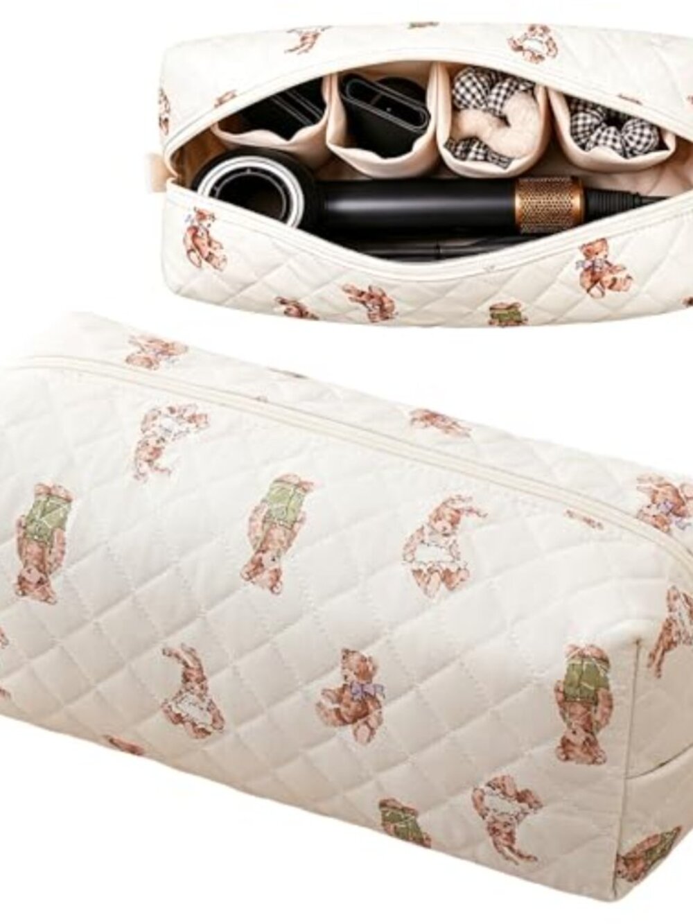 Quilted Cotton Hair Tool Travel Bag Portable Carrying Case Storage Organizer